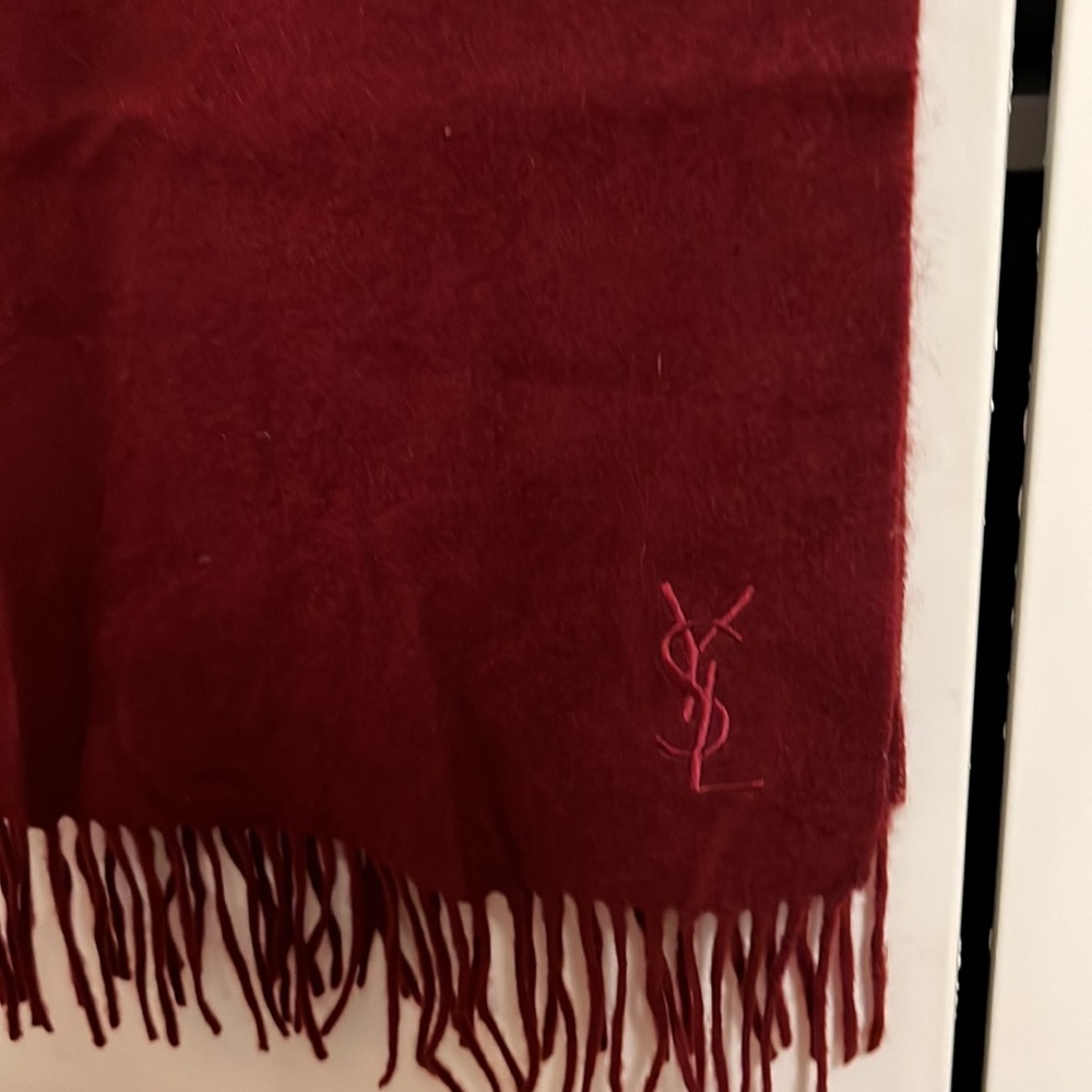 Yves Saint Laurent women winter wool scarf about 12x70 / few small hole